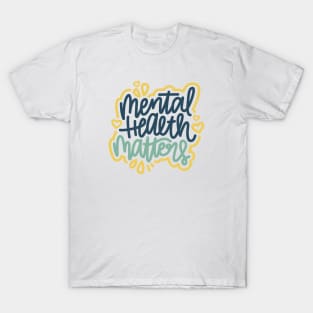 Mental Health Matters - Blue / Mustard T-Shirt